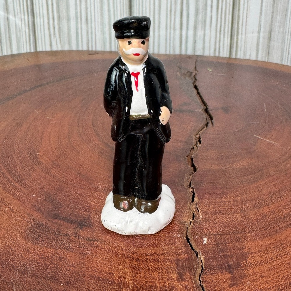 Vintage Ceramic Train Conductor Figurine Christmas Holiday Set Replacement 2.75"